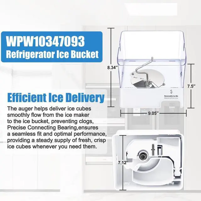 Alt view image 4 of 7 - Upgraded W10347093 W10347100 Removable Ice Bin Compatible with Maytag KitchenAid Whirlpool Ice Maker Replacement WPW10347093 Whirlpool Ice Bucket WRF736SDAM14 WRF736SDAM13 Ice Tray Parts Ice Container