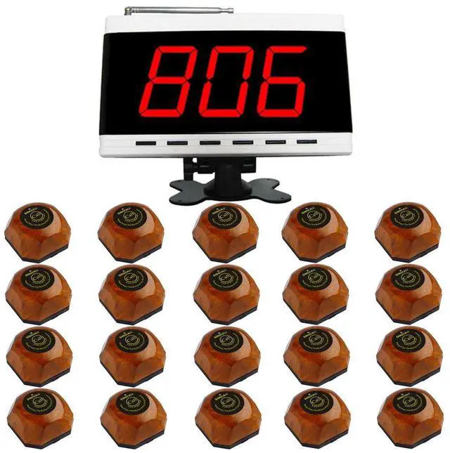 Main image of Wireless Restaurant Pager Table Call System, 1 Receiver & 20 Bells | Waiter Caller System for Customer Service, Dinner Bell Paging System, Pagers For Bar/Hospital/Restaurant/Cafe