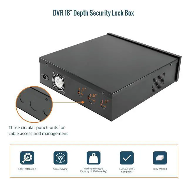 Alt view image 5 of 5 - DVR Lock Box with Fan, Heavy Duty Electronics Security Box for NVR, POE Switch, Document, Metal Security Storage in Stores, Office, Home(18×18×5in)