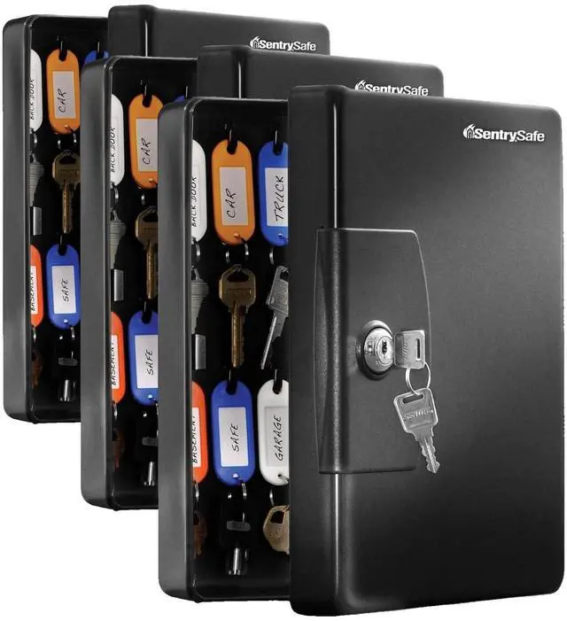 Main image of Key Box, Small Black, Locked Key Rack Wall Mount for Secure and Easy Access to Multiple Keys, 0.06 Cubic Feet, KB-25 (Pack of 3)