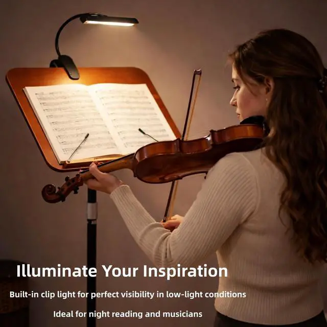 Alt view image 6 of 7 - 2 in 1 Multiplel-Use Music Stand with Light, Book Holder for Reading, Height Adjustable 18''-55'' Bible Shtender, Portable Podium Stand, Wood Table Stand for Laptop, Classroom, Church, Speech