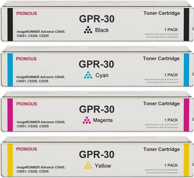 Main image of GPR30 GPR-30 Toner Cartridge Set (4-Pack, 1BK+1C+1M+1Y) Compatible GPR 30 Toner Replacement for Canon GPR-30 Toner Cartridge imageRUNNER Advance C5045 C5051 C5250 C5255 Printer
