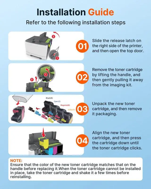 Alt view image 5 of 7 - Compatible Replacement for Xerox C310 C315 Toner Cartridges | C310 C315 Toner Cartridge for Xerox C310 C310DNI C310DNIM C315 C315DNI Printer,006R04356 006R04357 006R04358 006R04359(BCMY)