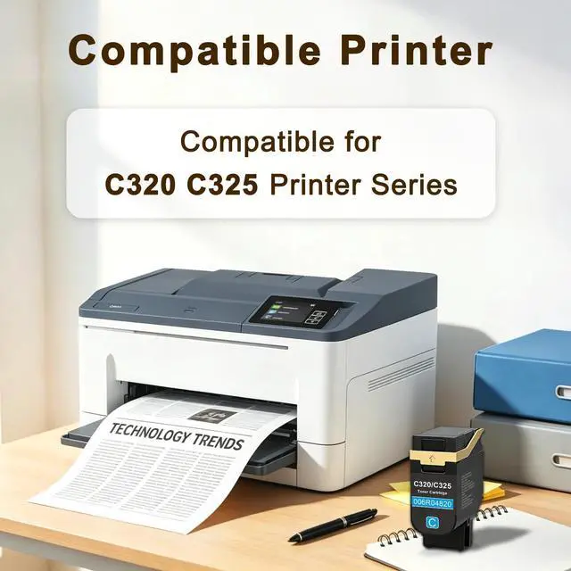 Alt view image 2 of 6 - C320 C325 Toner Cartridge Compatible for Xerox 006R04820 Cyan Toner Cartridge Compatible for Xerox Genuine C320 C325 Printer High Yield 1-Pack with New Chip Cyan