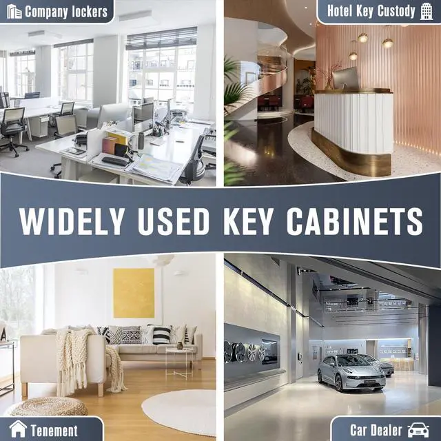 Alt view image 4 of 7 - Key Cabinets, Key Organizer Box(64 Keys),Key Cabinet Wall Mount, Key Lock Box Wall Mount for Hotels Offices Property Management Apartment Complexes Car Lots Car Dealerships and Repair Shops