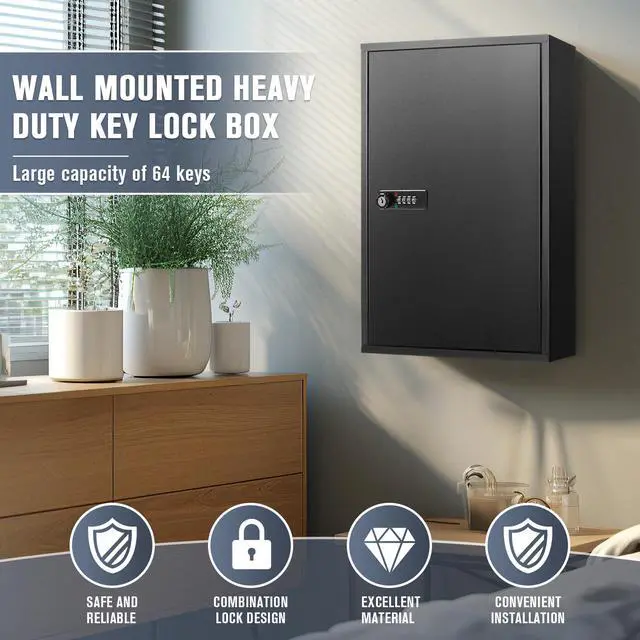 Alt view image 7 of 7 - Key Cabinets, Key Organizer Box(64 Keys),Key Cabinet Wall Mount, Key Lock Box Wall Mount for Hotels Offices Property Management Apartment Complexes Car Lots Car Dealerships and Repair Shops