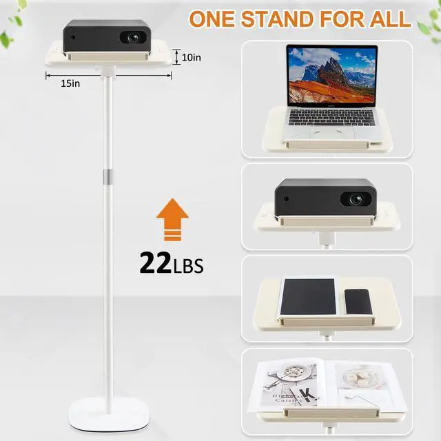Alt view image 6 of 7 - 2 in 1 Dual-use Floor & Desktop Book Stand White, 19.6-54 Inch Height Adjustable, for Bible Stand Music Holder Podium Recipe Cookbook, Foldable Book Holder for Reading with Page Clips