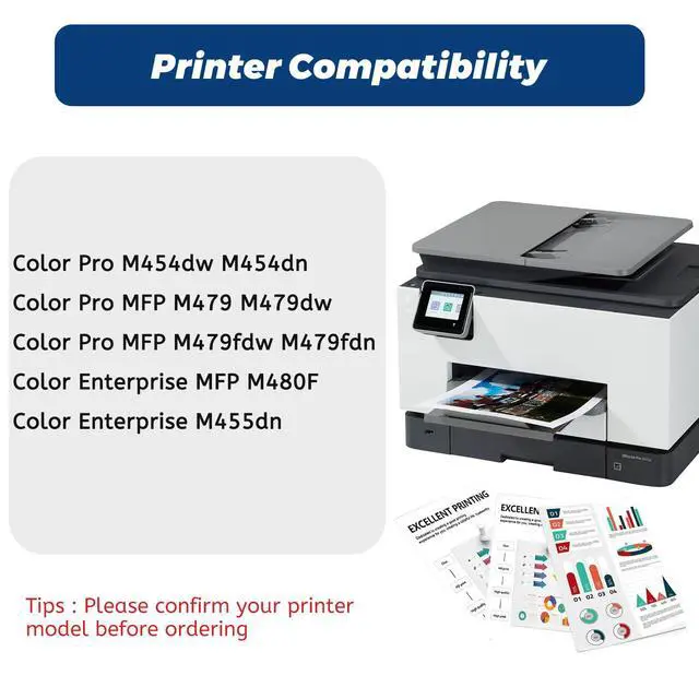 Alt view image 2 of 7 - 414A 414X Black Toner Cartridge W2020A with Chip for HP MFP m479fdw,2 Pack | Compatible for HP Color LaserJet Pro MFP M479fdw M479fdn M479fdw M454dw M454dn Printer Ink, No Fading,No Streak