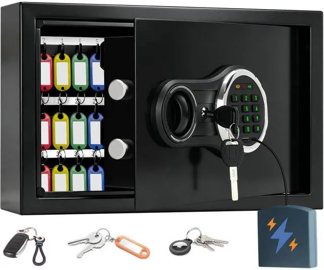 Main image of 72 Keys Sturdy Key Lock Box Wall Mount with Code & 72 Colorful Key Tags | 12Lbs Heavy Duty Key Cabinet with Numbered Labels | Electronic Anti-Theft Key Box for Home Office Business Car Garage Rental