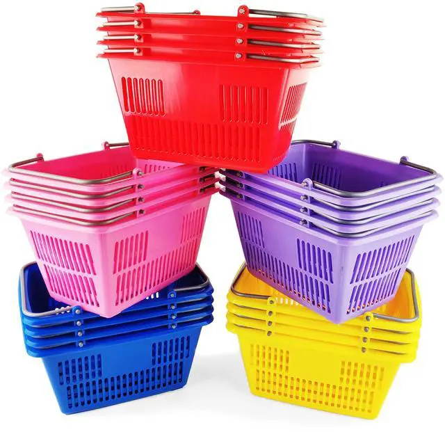 Main image of Classroom Baskets - 20 Pack 10x6in Colorful Plastic Stackable Storage Bins with Handles - Ideal for School, Daycare, Home Organization, Art Supplies, Books, Toys, and More