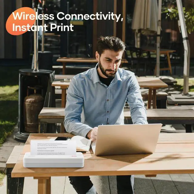 Alt view image 5 of 7 - MT890 Portable Wireless Printer - with Thermal A4 Paper, Bluetooth Inkless Printer for Travel/Home, Support US Letter&A4&A5 Size, Mobile Printers Compatible with iOS, Android & Laptop - White
