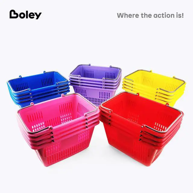 Alt view image 6 of 6 - Classroom Baskets - 20 Pack 10x6in Colorful Plastic Stackable Storage Bins with Handles - Ideal for School, Daycare, Home Organization, Art Supplies, Books, Toys, and More