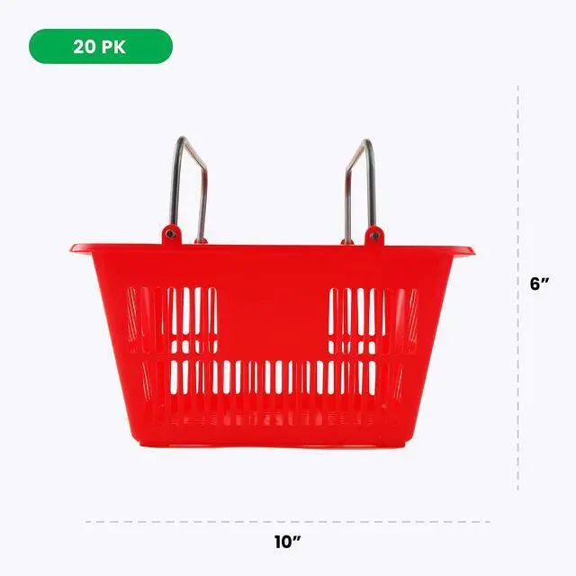 Alt view image 5 of 6 - Classroom Baskets - 20 Pack 10x6in Colorful Plastic Stackable Storage Bins with Handles - Ideal for School, Daycare, Home Organization, Art Supplies, Books, Toys, and More