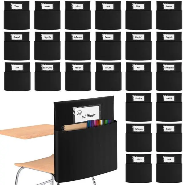 Main image of Large Chair Pockets for Classroom, 24 Pack 16.1 x 20 Inch Classroom Seat Back Organizer with Name Tag,Chairback Buddy Pocket for School and Home