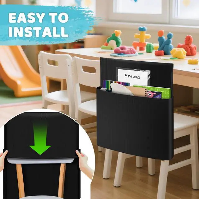 Alt view image 4 of 7 - Large Chair Pockets for Classroom, 24 Pack 16.1 x 20 Inch Classroom Seat Back Organizer with Name Tag,Chairback Buddy Pocket for School and Home
