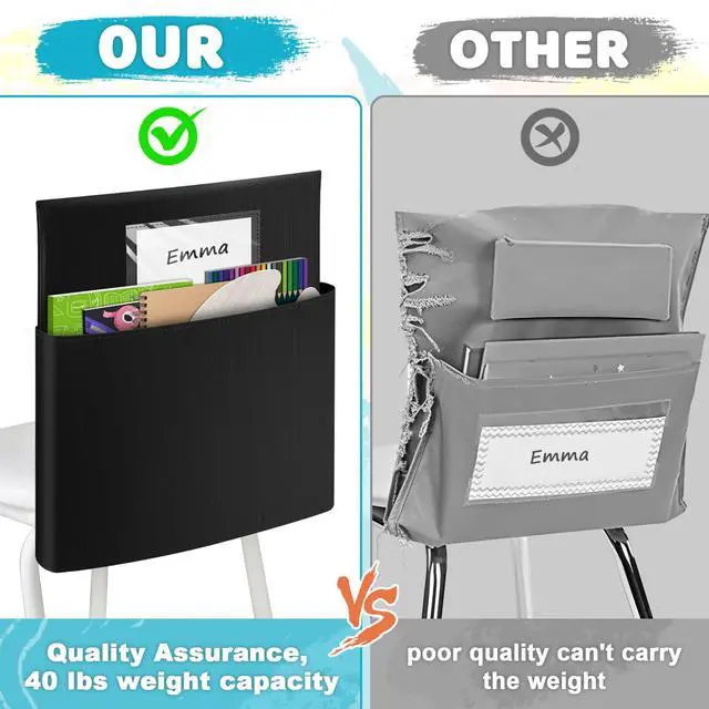 Alt view image 5 of 7 - Large Chair Pockets for Classroom, 24 Pack 16.1 x 20 Inch Classroom Seat Back Organizer with Name Tag,Chairback Buddy Pocket for School and Home