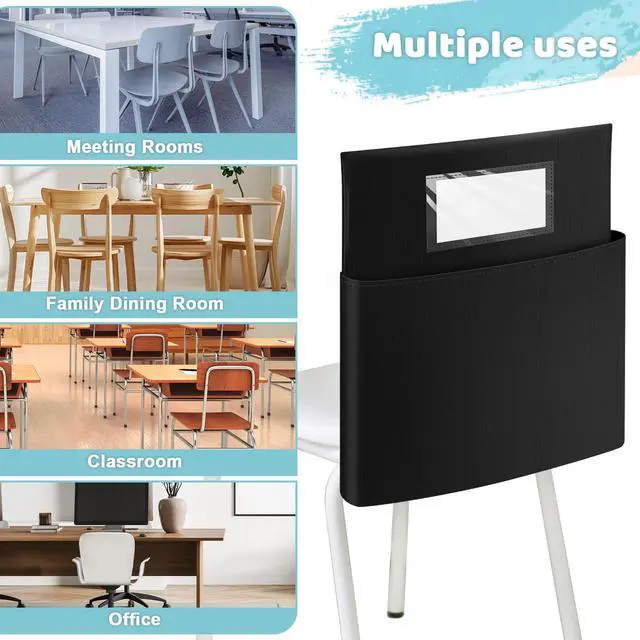 Alt view image 6 of 7 - Large Chair Pockets for Classroom, 24 Pack 16.1 x 20 Inch Classroom Seat Back Organizer with Name Tag,Chairback Buddy Pocket for School and Home