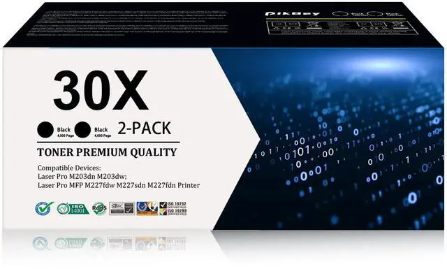 Main image of 30X Black High-Yield Toner Cartridge 2-Pack Replacement for HP 30X 30A Black Toner Cartridge CF230A CF230X Works with Laser Pro M203dn M203dw Pro MFP M227fdn M227sdn M227fdw Printer