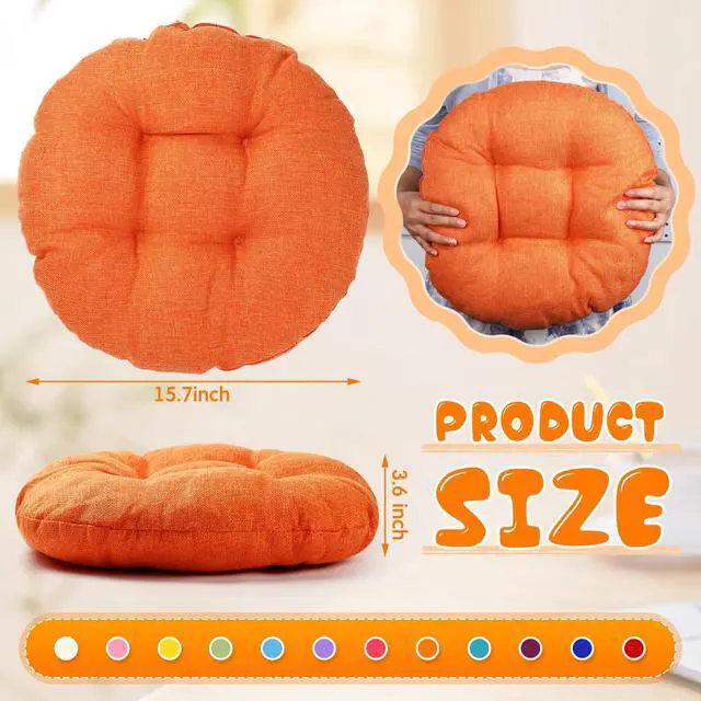 Alt view image 2 of 7 - 12 Pcs 15.7 Inch Round Floor Seat Cushions Floor Pillow Color Linen Chair Pad for Kids Students School Classroom Tatami Car Office