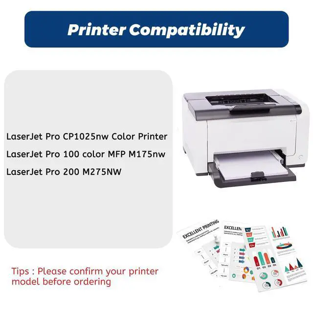 Alt view image 4 of 7 - 126A Toner Cartridge for HP LaserJet Pro 100 Color CP1025nw M175nw 4 Pack | Compatible for HP 126A CE310A for LaserJet Pro 100 Color MFP CP1025nw M175nw,M275 M275NW Printer Black Cyan Magenta Yellow