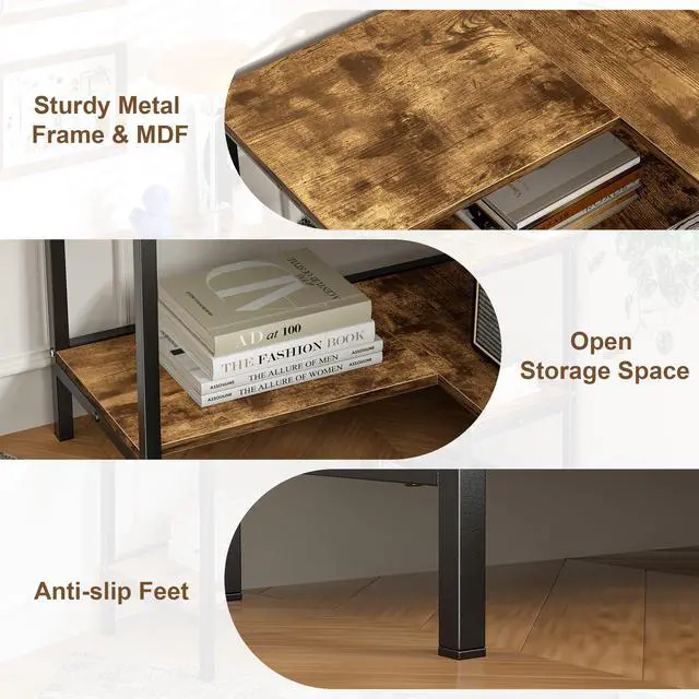 Alt view image 7 of 7 - Corner Printer Stand Table with 3 Tier Open Shelf, Multipurpose Display Organizer Storage Stand for Small Space Home Office Living Room, Brown