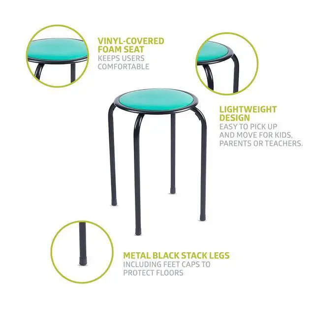 Alt view image 5 of 7 - Kids Classroom & Home Playroom Multipurpose Padded Stool Chairs, Multi
