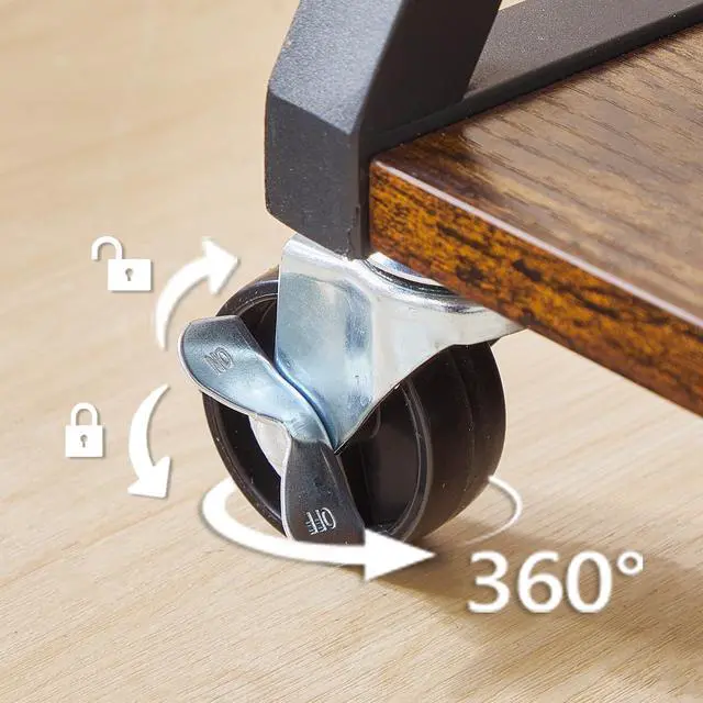 Alt view image 4 of 7 - 3-Tier Printer Stand, Mobile Printer Table, Rolling Cart with Charging Station, Home Printer Stand, for Living Room, Kitchen, Office, Rustic Brown and Black BF33UPS01