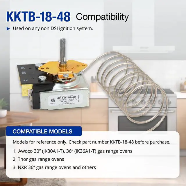 Alt view image 2 of 7 - Robertshaw KKTB-18-48 Stove Oven Range Thermostat 5A 120VAC Max Temp 599°F for and Other Gas Range Stoves