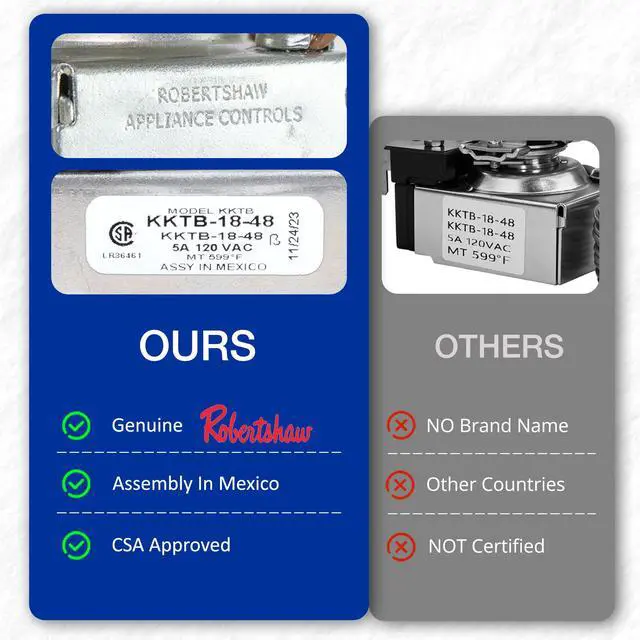 Alt view image 3 of 7 - Robertshaw KKTB-18-48 Stove Oven Range Thermostat 5A 120VAC Max Temp 599°F for and Other Gas Range Stoves