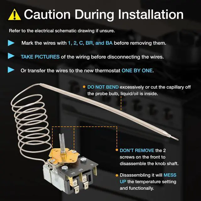 Alt view image 6 of 7 - Robertshaw KKTB-18-48 Stove Oven Range Thermostat 5A 120VAC Max Temp 599°F for and Other Gas Range Stoves