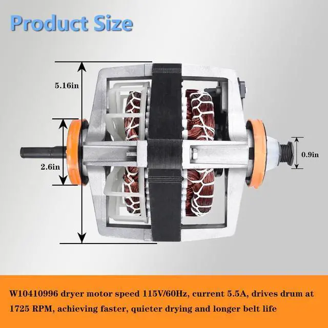 Alt view image 3 of 6 - Upgraded W10410996 Drive Motor Replacement by | for Whirlpool Admiral Crosley maytag Norge Compatible Part Number: 532567 532275 31001589 53-2590 53-4459