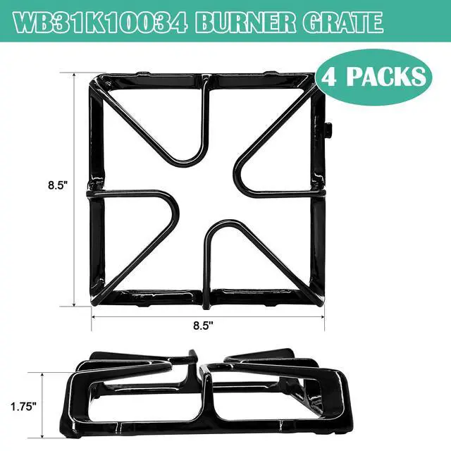 Alt view image 3 of 7 - WB31K10034 Gas Stove Burner Grates Replacement for GE XL44 Stove Top, General Electric Gas Range and Hotpoint Gas Range Burner Grates, Square Burner Surface Top Grates for GE Stove Parts
