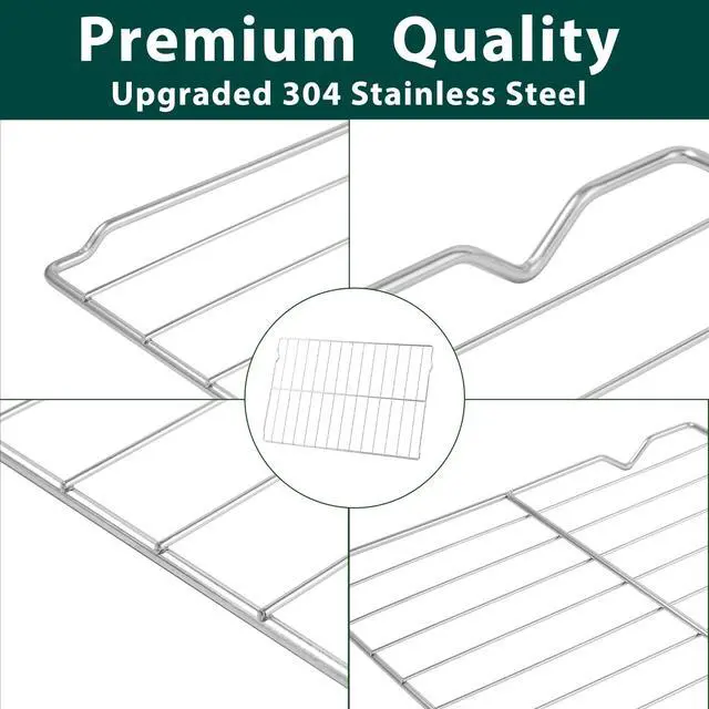 Alt view image 3 of 7 - WPW10256908 Oven Rack Stove Replacement Parts for Whirlpool 304 Stainless Steel Gas Range Oven Rack 24 x 15.75 Inch Roper Maytag Kenmore jennair Amana Electric Shelf Rack W10256908 Oven Racks 2 Pcs