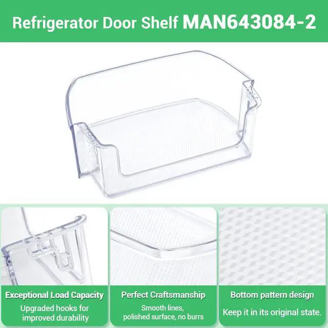 Alt view image 4 of 6 - MAN64308401 Door Shelf Bin (Clear) Compatible with Refrigerator: LFCS22520D, LFCS22520S, LFDS22520S, LFCS22520B, LFCS22520W etc. AP6801365 Door Basket replace 4879346, PS12590220, EAP12590220 etc