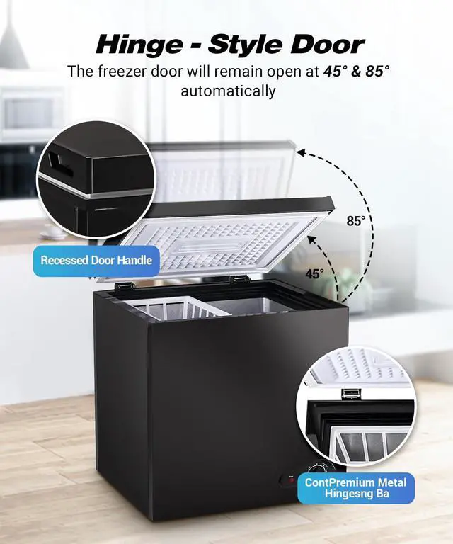 Alt view image 2 of 7 - Chest Freezer 7.0 Cu.Ft Compact Deep Freezers with 7 Adjustable Thermostat | Top Open Door Freezer Compressor Cooling with Removable Storage Basket for Home Bar Dorm