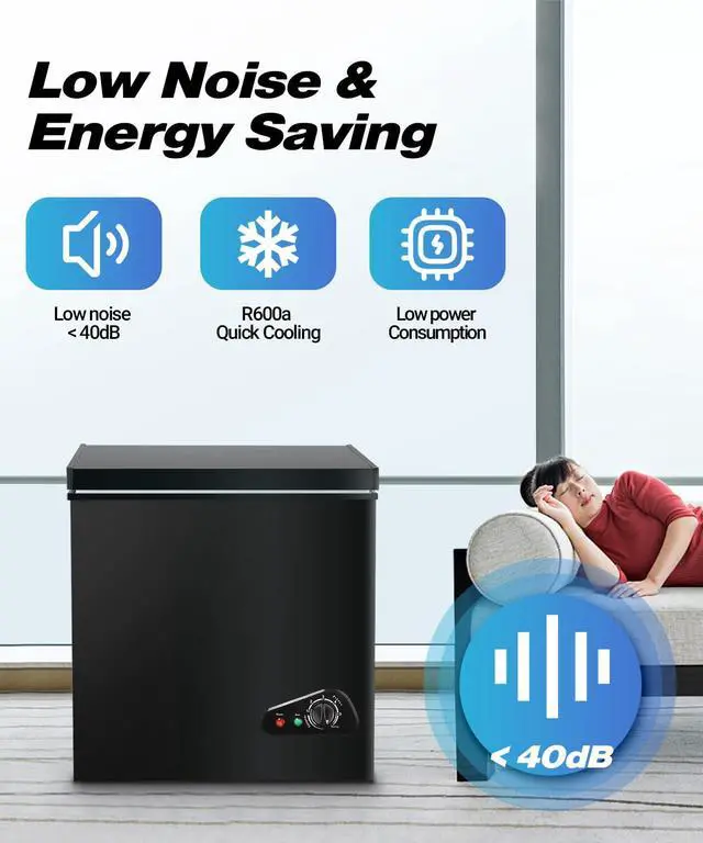 Alt view image 3 of 7 - Chest Freezer 7.0 Cu.Ft Compact Deep Freezers with 7 Adjustable Thermostat | Top Open Door Freezer Compressor Cooling with Removable Storage Basket for Home Bar Dorm