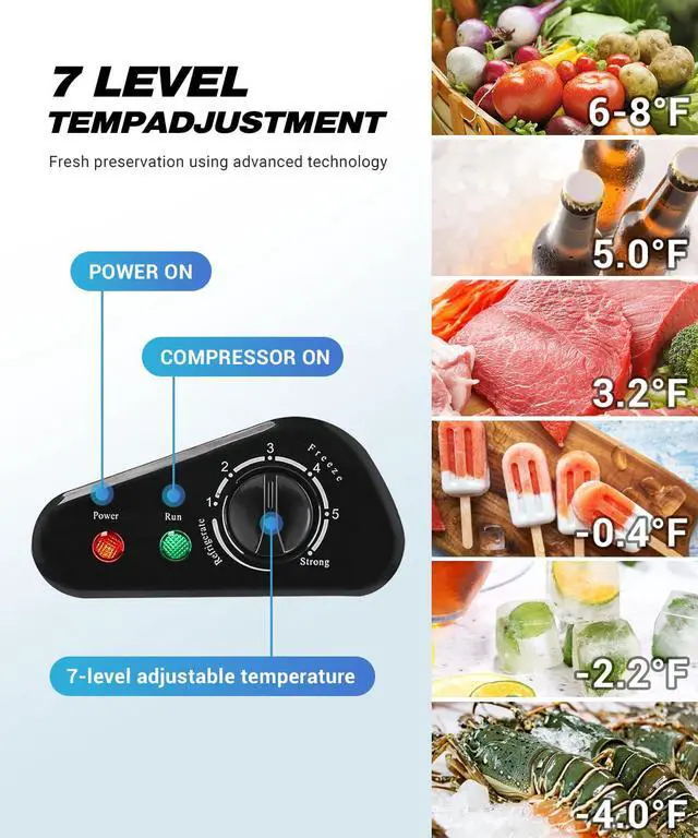Alt view image 7 of 7 - Chest Freezer 7.0 Cu.Ft Compact Deep Freezers with 7 Adjustable Thermostat | Top Open Door Freezer Compressor Cooling with Removable Storage Basket for Home Bar Dorm