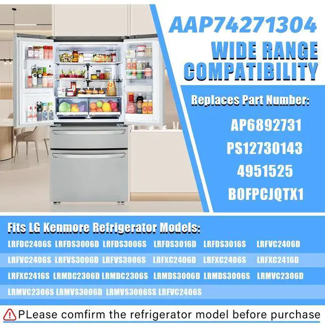 Alt view image 3 of 7 - UPGRADED AAP74271304 Refrigerator Door Shelf Bin Compatible with LG Refrigerator Door Shelf Replacement,AAP73252302 Fridge Door Shelves For LG Refrigerator Parts LRMDS3006S/D LRMDC2306S LRMVC2306D