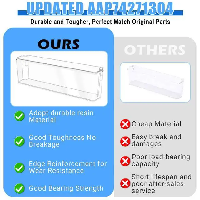 Alt view image 6 of 7 - UPGRADED AAP74271304 Refrigerator Door Shelf Bin Compatible with LG Refrigerator Door Shelf Replacement,AAP73252302 Fridge Door Shelves For LG Refrigerator Parts LRMDS3006S/D LRMDC2306S LRMVC2306D