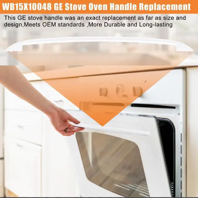Alt view image 7 of 7 - Upgraded WB15X10048 Oven Handle Compatible with GE Hotpoint Oven Handle Replacement White General Electric Range Stove Parts AP2021197 JGBP30WEA1WW JBP24WB4WW Parts with Screws