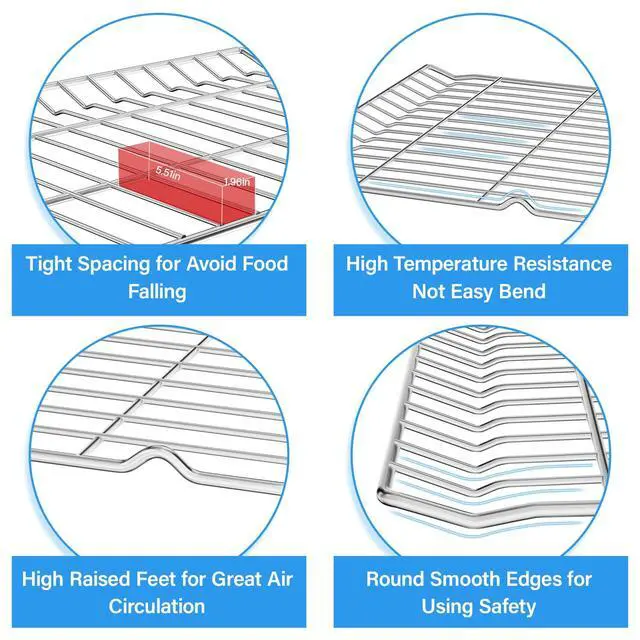Alt view image 2 of 7 - UPGRADE 24.6"x16" MHL63411403 Oven Rack For LG Oven Stove Replacement Parts | Range Stove Shelf LDG4313ST LTE4815ST LTE4815BM LTE4815BD,304 Stainless Steel Air Fry Oven Rack Baking Roasting Shelves