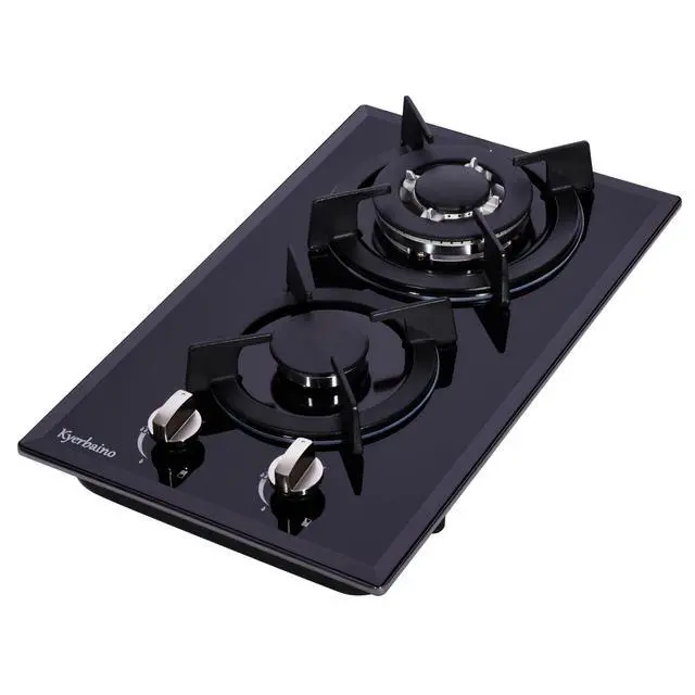 Alt view image 3 of 7 - Gas Cooktop 12 Inch, 2 Burners Stovetop Built-in Tempered Glass Stove Top Propane/Natural Gas Convertible Cooktop