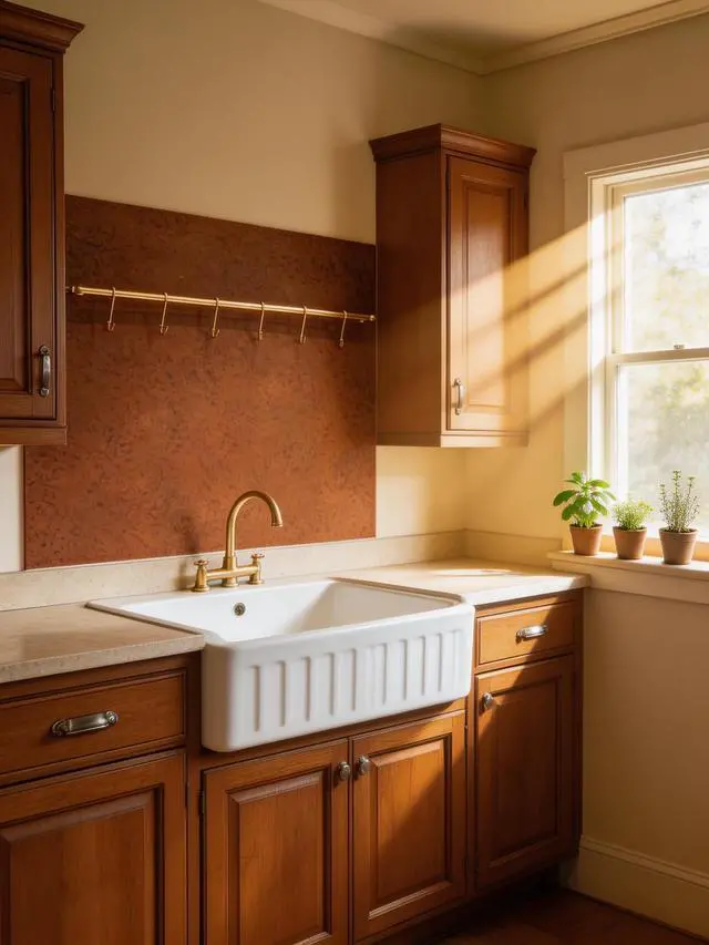 Alt view image 6 of 6 - 29.5x35.5 Aged Copper Finish 304 Stainless Steel Range Hood Backsplash with Solid Brass Rail & S Hooks,Stove Backsplash,Vintage Style,Kitchen Wall Splash Guard
