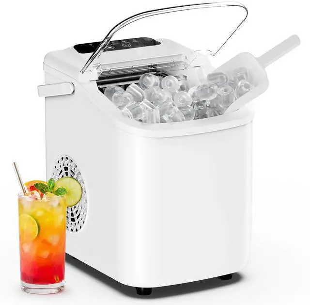 Main image of Ice Makers Countertop Ice Machine with Portable Handle Compact Size | 9 Bullet Cubes in 8 Mins, 26lbs in 24 Hours, Self-Cleaning, with Basket and Scoop, for Home, Kitchen, RV, Camping