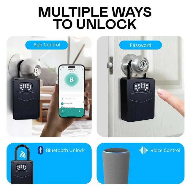 Alt view image 2 of 7 - Smart Wall Mount Key Lock Box with Bluetooth Keyless Entry, Extra Large for Keys & Access Cards, Auto Lock, App Control, IP65 Waterproof, Secure Code, for Home, Office, & Airbnb (Extra Large)