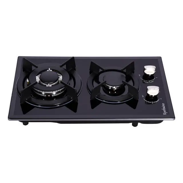 Alt view image 6 of 7 - Gas Cooktop 12 Inch, 2 Burners Stovetop Built-in Tempered Glass Stove Top Propane/Natural Gas Convertible Cooktop
