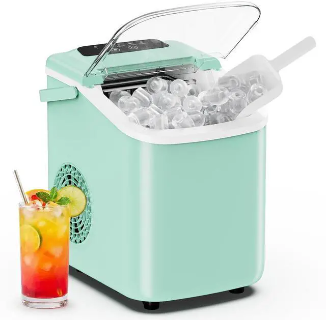 Main image of Ice Makers Countertop Ice Machine with Portable Handle Compact Size | 9 Bullet Cubes in 8 Mins, 26lbs in 24 Hours, Self-Cleaning, with Basket and Scoop, for Home, Kitchen, RV, Camping
