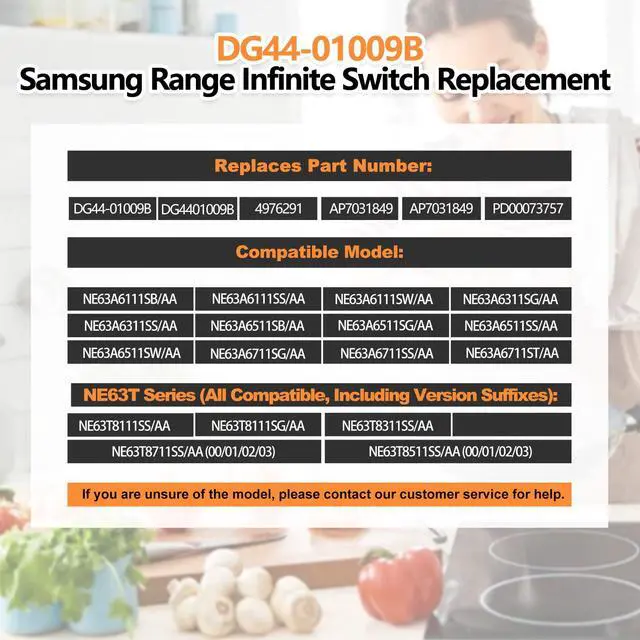 Alt view image 6 of 7 - DG44-01009B Infinite Switch Replacement for Samsung Electric Range Large Burner, Replaces DG44-01009BCM AP5622588 PS4240808 Surface Burner Control Switch