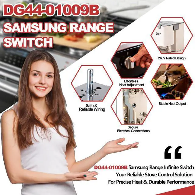 Alt view image 5 of 7 - DG44-01009B Infinite Switch Replacement for Samsung Electric Range Large Burner, Replaces DG44-01009BCM AP5622588 PS4240808 Surface Burner Control Switch