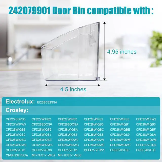 Alt view image 3 of 7 - Refrigerator Door Bin Replacement - Compatible with Crosley, Frigidaire & Kenmore - Replaces 242079901 & 242079903